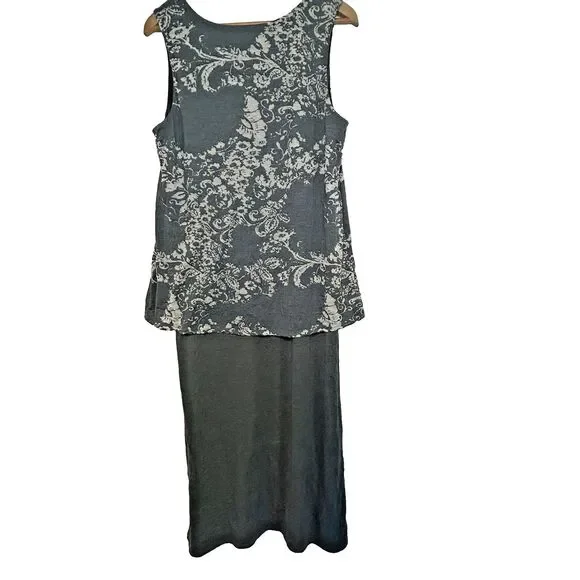 Habitat Gray Layered Midi Dress‎ M Sleeveless Lagenlook  Art to Wear Comfort - Picture 3 of 8